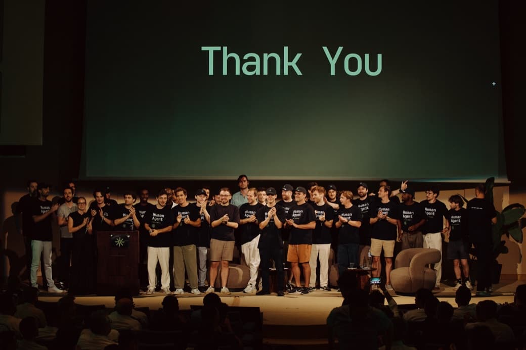 The Off the Radar team on stage under a Thank You slide.